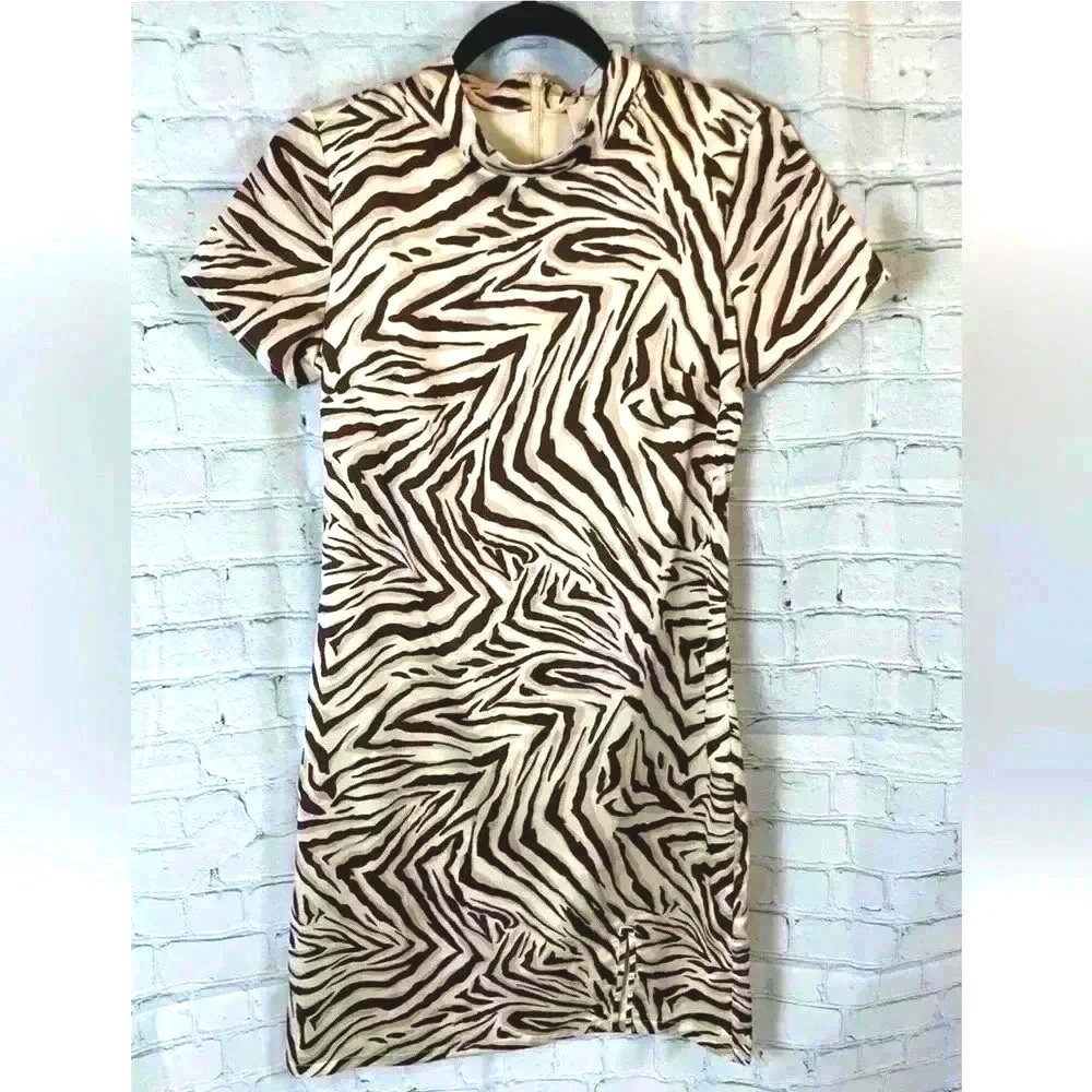 JB by Julie Brown Rizzo Animal Print Gemma Dress Woman’s Size 2 Brown Cream glam